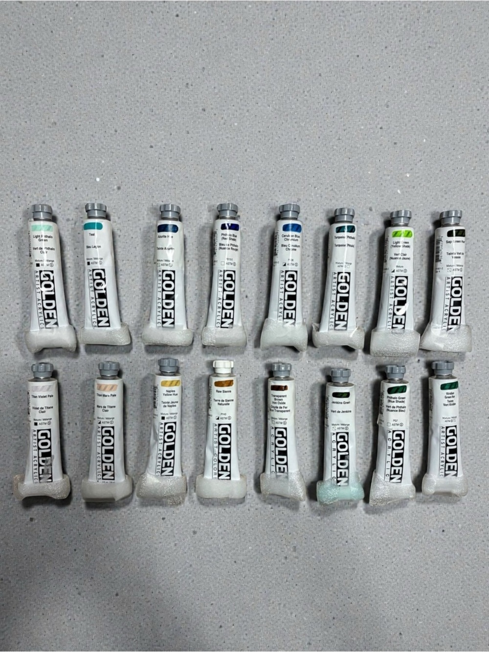 NEW Golden Artist Acrylic Paint Lot | 16 Tubes | Blues, Greens, Earth Tones